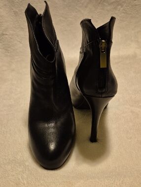 Jessica Simpson Black Leather High-Stiletto Ankle Booties